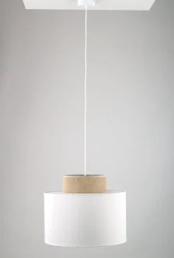 TK Lighting Pendelleuchte Stoff Jute E27 Ø 38 cm H: max. 1,7 m Weiß Natur