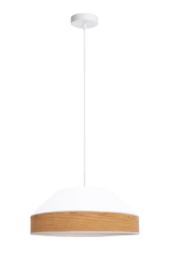 Discount Belis Pendelleuchte Stoff Schirm Weiß Natur E27 Ø45 cm rund