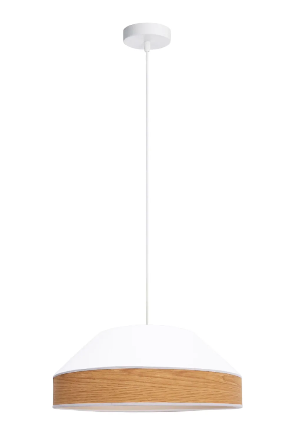 Discount Belis Pendelleuchte Stoff Schirm Weiß Natur E27 Ø45 cm rund