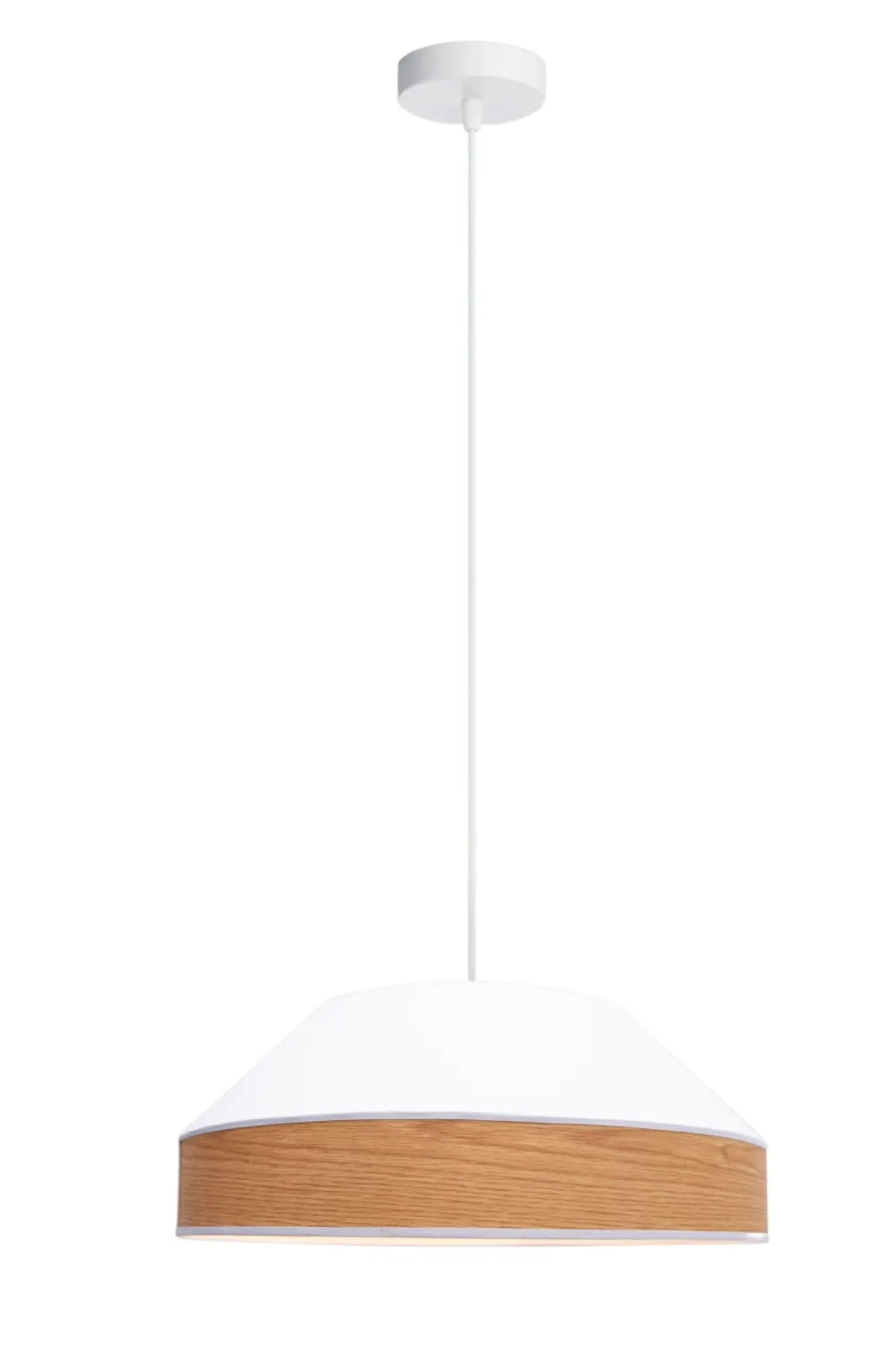 Discount Belis Pendelleuchte Stoff Schirm Weiß Natur E27 Ø45 cm rund