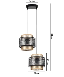 Belis Pendelleuchte Stoff Schwarz Gold B:33 cm E27 blendarm* Hängelampen|Bürolampen