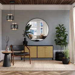 Belis Pendelleuchte Stoff Schwarz Gold B:33 cm E27 blendarm* Hängelampen|Bürolampen