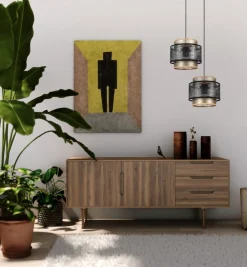 Belis Pendelleuchte Stoff Schwarz Gold B:33 cm E27 blendarm* Hängelampen|Bürolampen