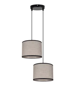 Hot Belis Pendelleuchte Stoff Schwarz Beige E27 L:22 cm 2-flmg