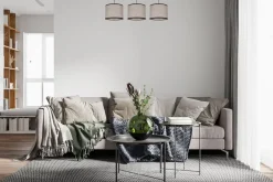 Belis Pendelleuchte Stoff Schwarz Beige E27 70 cm lang 3-flmg* Wohnzimmerlampen|Stofflampen