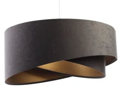 BPS Koncept Pendelleuchte Stoff verstellbar E27 Stoff in Grau Gold* Wohnzimmerlampen|Esszimmer Lampen