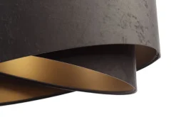 BPS Koncept Pendelleuchte Stoff verstellbar E27 Stoff in Grau Gold* Wohnzimmerlampen|Esszimmer Lampen