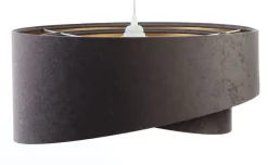 BPS Koncept Pendelleuchte Stoff verstellbar E27 Stoff in Grau Gold* Wohnzimmerlampen|Esszimmer Lampen