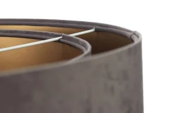 BPS Koncept Pendelleuchte Stoff verstellbar E27 Stoff in Grau Gold* Wohnzimmerlampen|Esszimmer Lampen