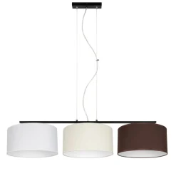 Belis Pendelleuchte Stoff Weiß Ecru Braun E27 100 cm lang* Bürolampen|Wohnzimmerlampen