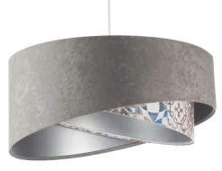 BPS Koncept Pendelleuchte Stoffschirm Ø 50 cm Grau Beige Silber E27* Bürolampen|Schlafzimmer Lampen