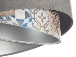 BPS Koncept Pendelleuchte Stoffschirm Ø 50 cm Grau Beige Silber E27* Bürolampen|Schlafzimmer Lampen