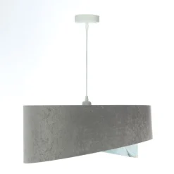 BPS Koncept Pendelleuchte Stoffschirm Ø 50 cm rund Grau Hellblau Silber* Hängelampen|Bürolampen