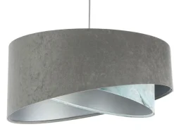 BPS Koncept Pendelleuchte Stoffschirm Ø 50 cm rund Grau Hellblau Silber* Hängelampen|Bürolampen