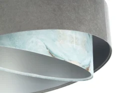 BPS Koncept Pendelleuchte Stoffschirm Ø 50 cm rund Grau Hellblau Silber* Hängelampen|Bürolampen