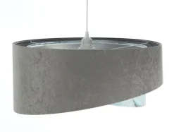 BPS Koncept Pendelleuchte Stoffschirm Ø 50 cm rund Grau Hellblau Silber* Hängelampen|Bürolampen