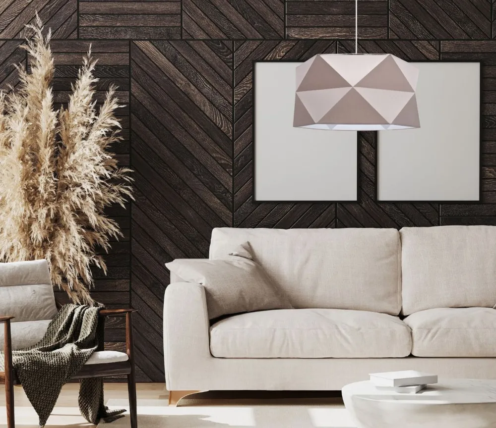 Belis Pendelleuchte Stoffschirm Weiß Braun blendarm E27 L:70* Hängelampen|Bürolampen