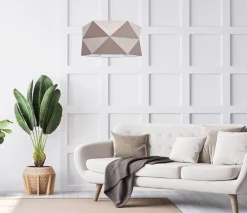 Belis Pendelleuchte Stoffschirm Weiß Braun blendarm E27 L:70* Hängelampen|Bürolampen