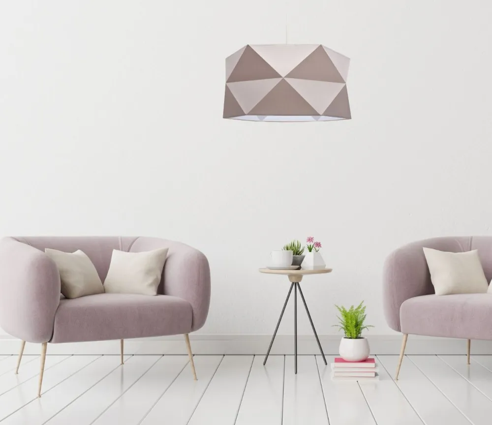 Belis Pendelleuchte Stoffschirm Weiß Braun blendarm E27 L:70* Hängelampen|Bürolampen