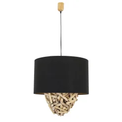 Clearance Suna Living Pendelleuchte Treibholz Stoff Handarbeit Unikat PATTANI