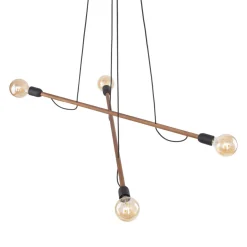 TK Lighting Pendelleuchte verstellbar Holz Metall L: 93 cm 4x E27* Hängelampen|Esszimmer Lampen