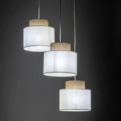 Sale TK Lighting Pendelleuchte verstellbar Stoff Jute H: max. 1,1 m 3x E27
