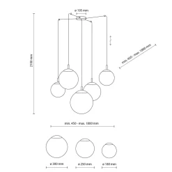 TK Lighting Pendelleuchte verstellbar B: max. 4 m Glas Metall 5x E27* Hängelampen|Esszimmer Lampen