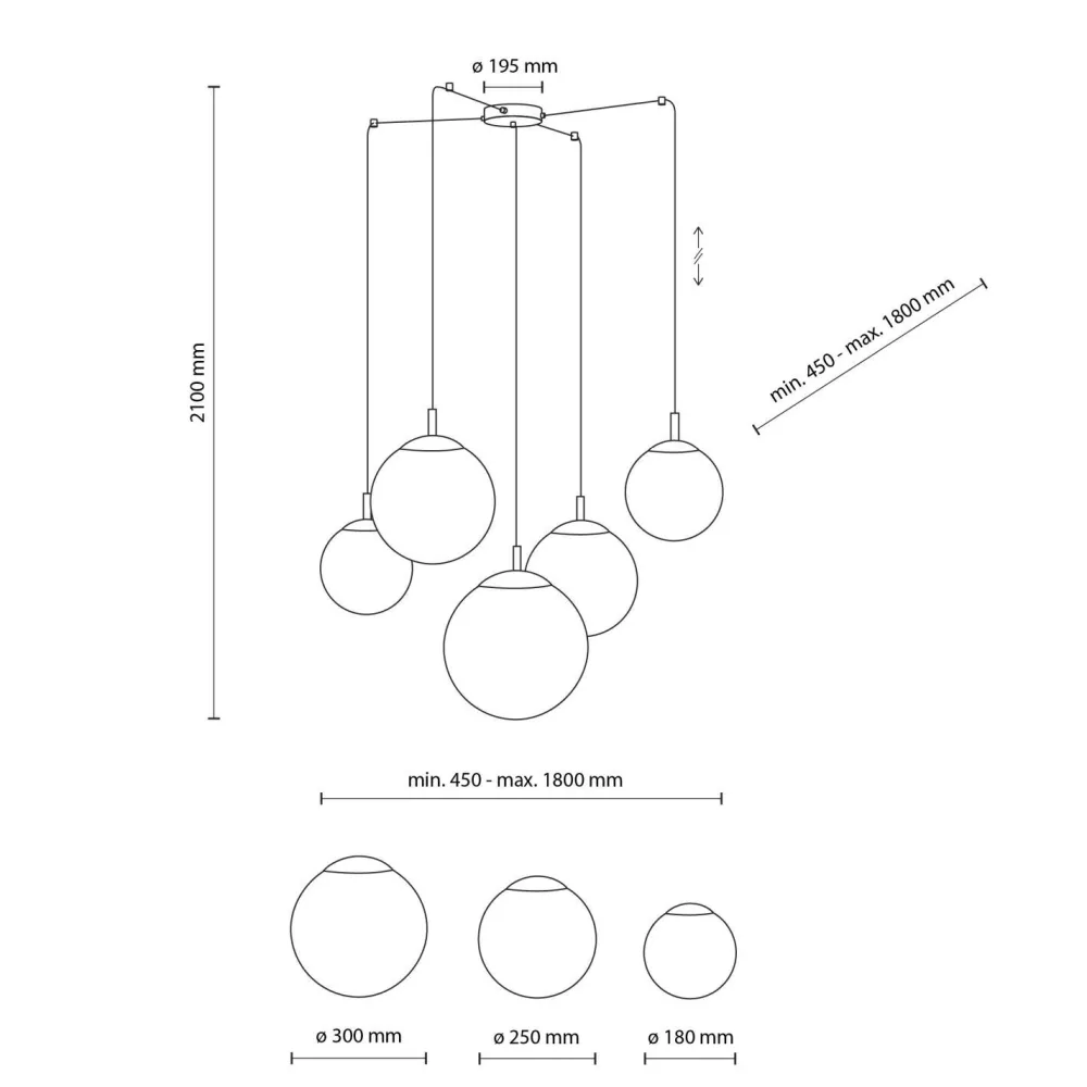 TK Lighting Pendelleuchte verstellbar B: max. 4 m Glas Metall 5x E27* Hängelampen|Esszimmer Lampen