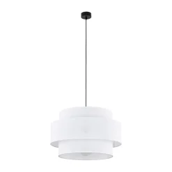 TK Lighting Pendelleuchte Weiß Ø 50 cm H: max. 160 cm Stoff Metall E27* Wohnzimmerlampen|Stofflampen