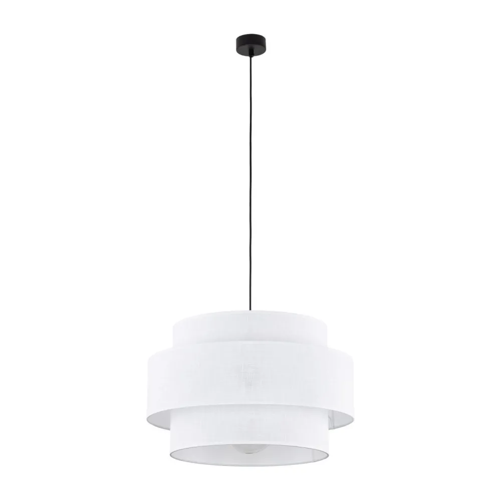 TK Lighting Pendelleuchte Weiß Ø 50 cm H: max. 160 cm Stoff Metall E27* Wohnzimmerlampen|Stofflampen