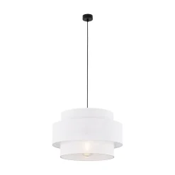 TK Lighting Pendelleuchte Weiß Ø 50 cm H: max. 160 cm Stoff Metall E27* Wohnzimmerlampen|Stofflampen