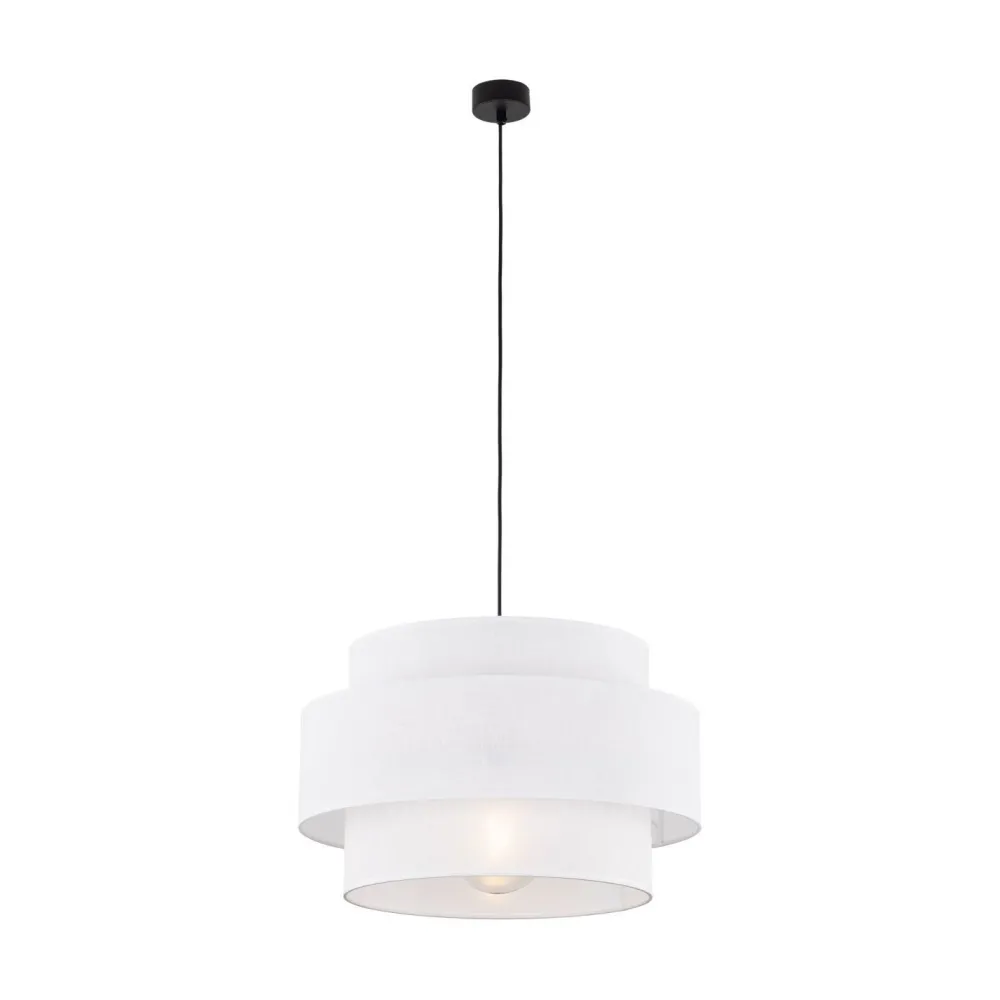 TK Lighting Pendelleuchte Weiß Ø 50 cm H: max. 160 cm Stoff Metall E27* Wohnzimmerlampen|Stofflampen