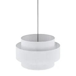 TK Lighting Pendelleuchte Weiß Ø 50 cm H: max. 160 cm Stoff Metall E27* Wohnzimmerlampen|Stofflampen