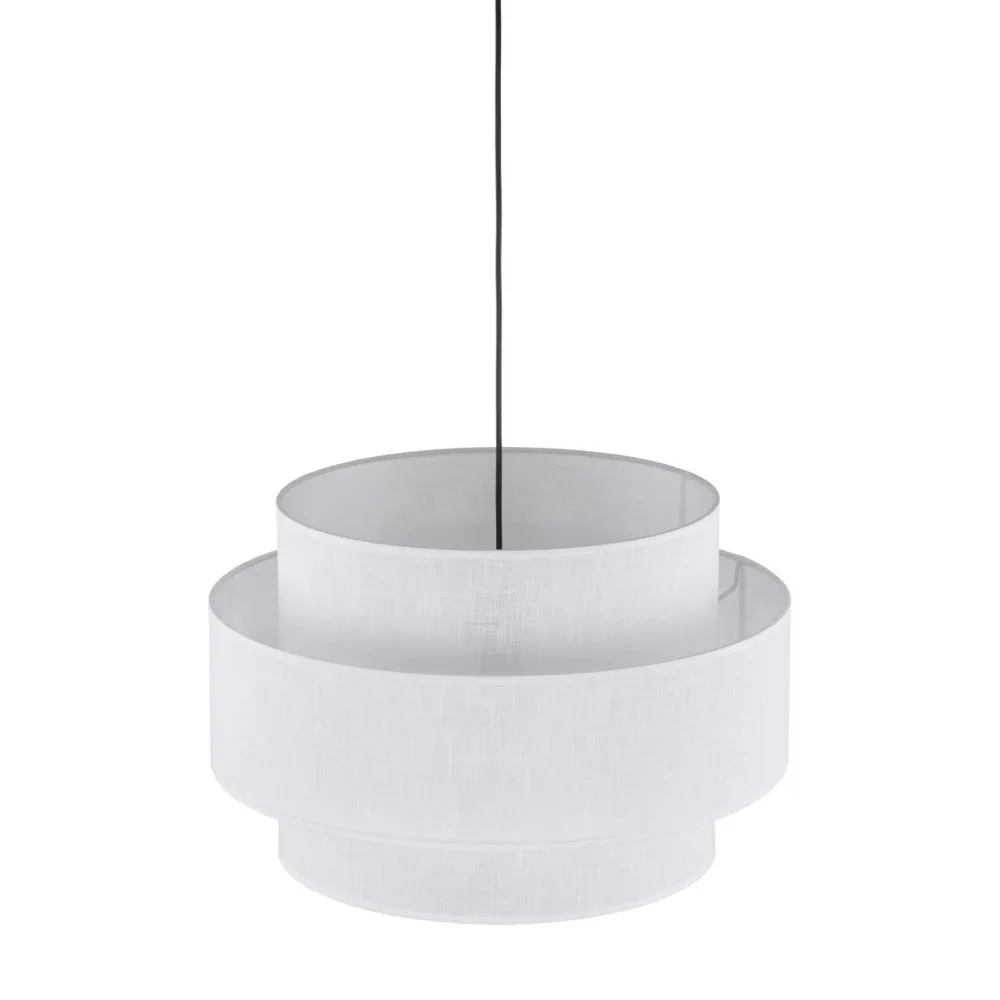 TK Lighting Pendelleuchte Weiß Ø 50 cm H: max. 160 cm Stoff Metall E27* Wohnzimmerlampen|Stofflampen