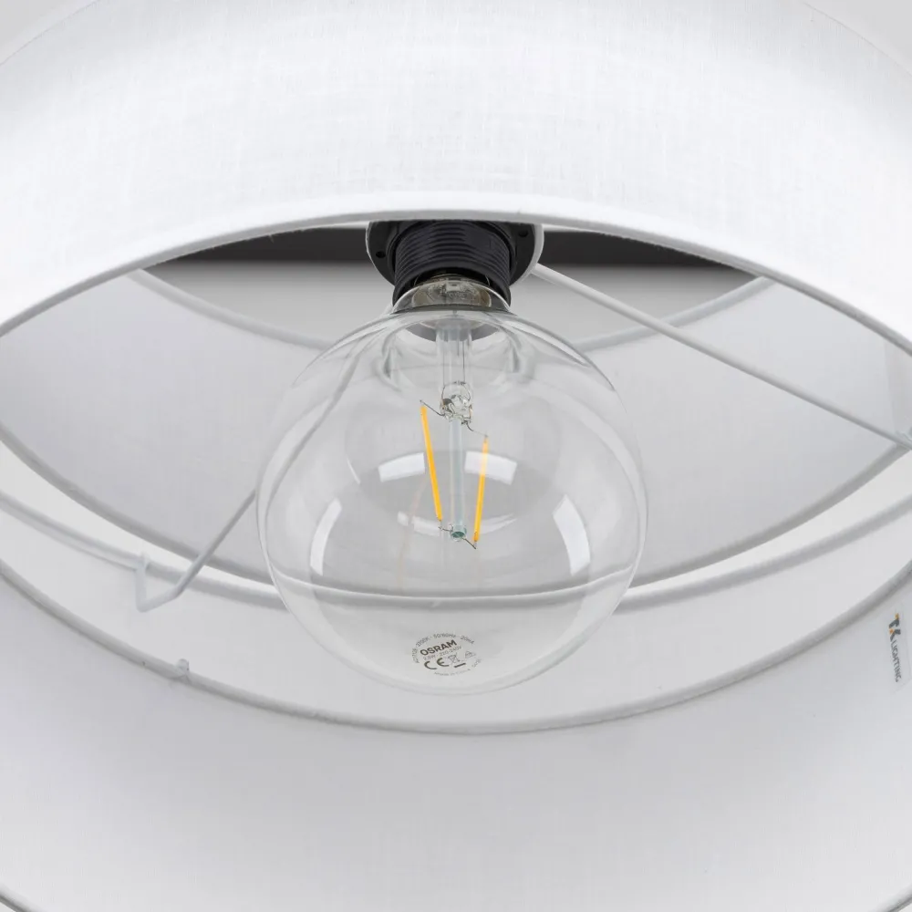 TK Lighting Pendelleuchte Weiß Ø 50 cm H: max. 160 cm Stoff Metall E27* Wohnzimmerlampen|Stofflampen
