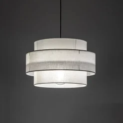 TK Lighting Pendelleuchte Weiß Ø 50 cm H: max. 160 cm Stoff Metall E27* Wohnzimmerlampen|Stofflampen
