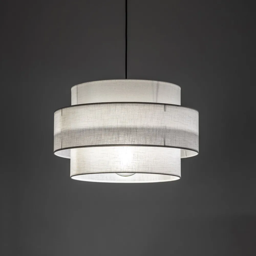 TK Lighting Pendelleuchte Weiß Ø 50 cm H: max. 160 cm Stoff Metall E27* Wohnzimmerlampen|Stofflampen