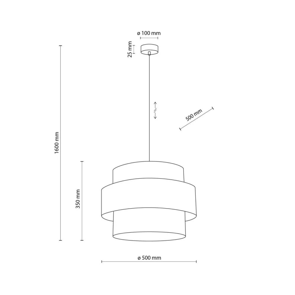 TK Lighting Pendelleuchte Weiß Ø 50 cm H: max. 160 cm Stoff Metall E27* Wohnzimmerlampen|Stofflampen