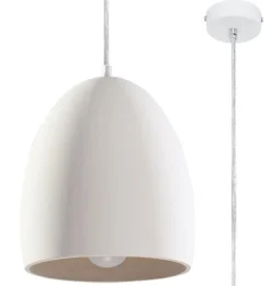 Sollux Pendelleuchte Weiß Ø 30 cm Keramik bemalbar E27 TEVEL* Hängelampen|Keramiklampen