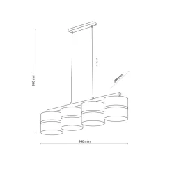 TK Lighting Pendelleuchte Weiß Braun 4-flammig Metall Stoff Jute E27* Wohnzimmerlampen|Stofflampen