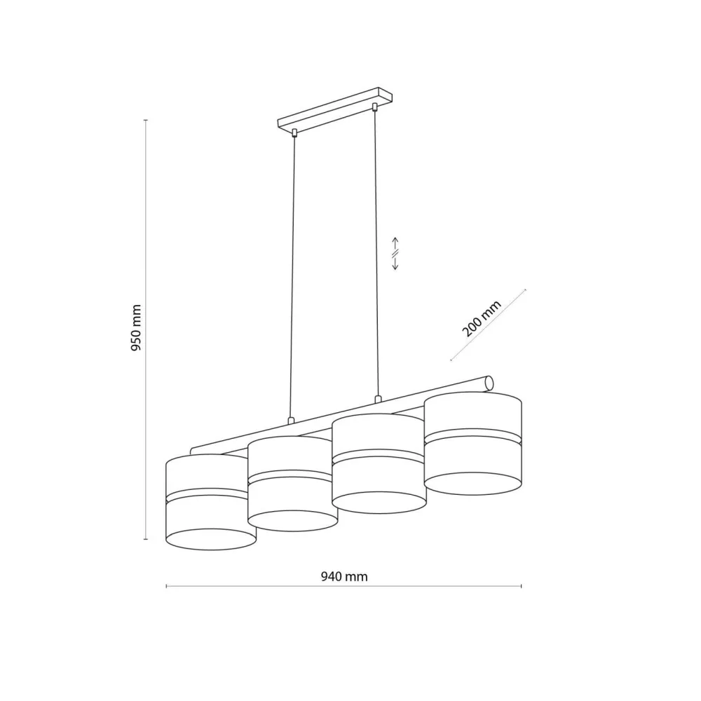 TK Lighting Pendelleuchte Weiß Braun 4-flammig Metall Stoff Jute E27* Wohnzimmerlampen|Stofflampen