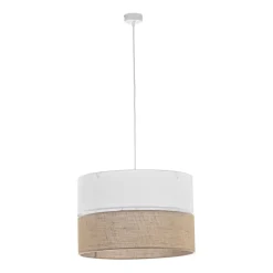 TK Lighting Pendelleuchte Weiß Braun rund Ø 50 cm Boho Jute Stoff* Moderne Lampen|Stofflampen