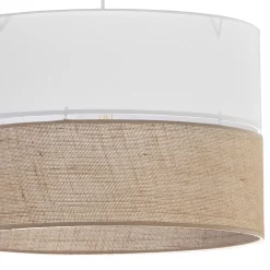 TK Lighting Pendelleuchte Weiß Braun rund Ø 50 cm Boho Jute Stoff* Moderne Lampen|Stofflampen