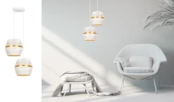 Belis Pendelleuchte Weiß Gold Metall 2-flammig B:40 cm E27* Hängelampen|Bürolampen