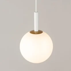 Best Sigma Pendelleuchte Weiß Kugel Metall Glas blendarm Ø14 cm G9