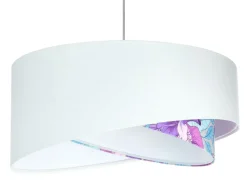 BPS Koncept Pendelleuchte Weiß Lila Blumen Print E27 rund Ø 50 cm Stoff* Hängelampen|Bürolampen