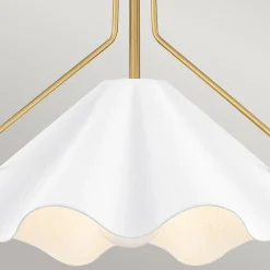 Elstead Pendelleuchte Weiß Messing antik H: max. 130,9 cm Metall E27* Hängelampen|Wohnzimmerlampen