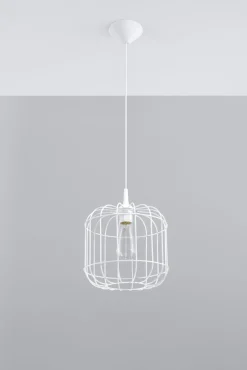 Sollux Pendelleuchte Weiß Metall Draht Ø 23 cm Retro E27