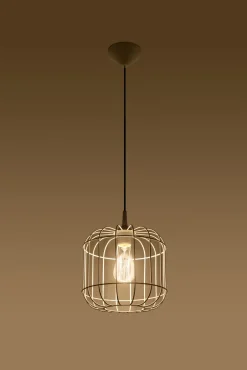 Sollux Pendelleuchte Weiß Metall Draht Ø 23 cm Retro E27