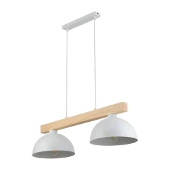 Best TK Lighting Pendelleuchte Weiß Metall Holz länglich E27 Skandi